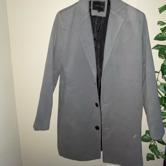 Plus size grey long coat blazer style - Picture 2 of 2